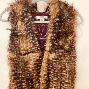 Faux fur hooded vest